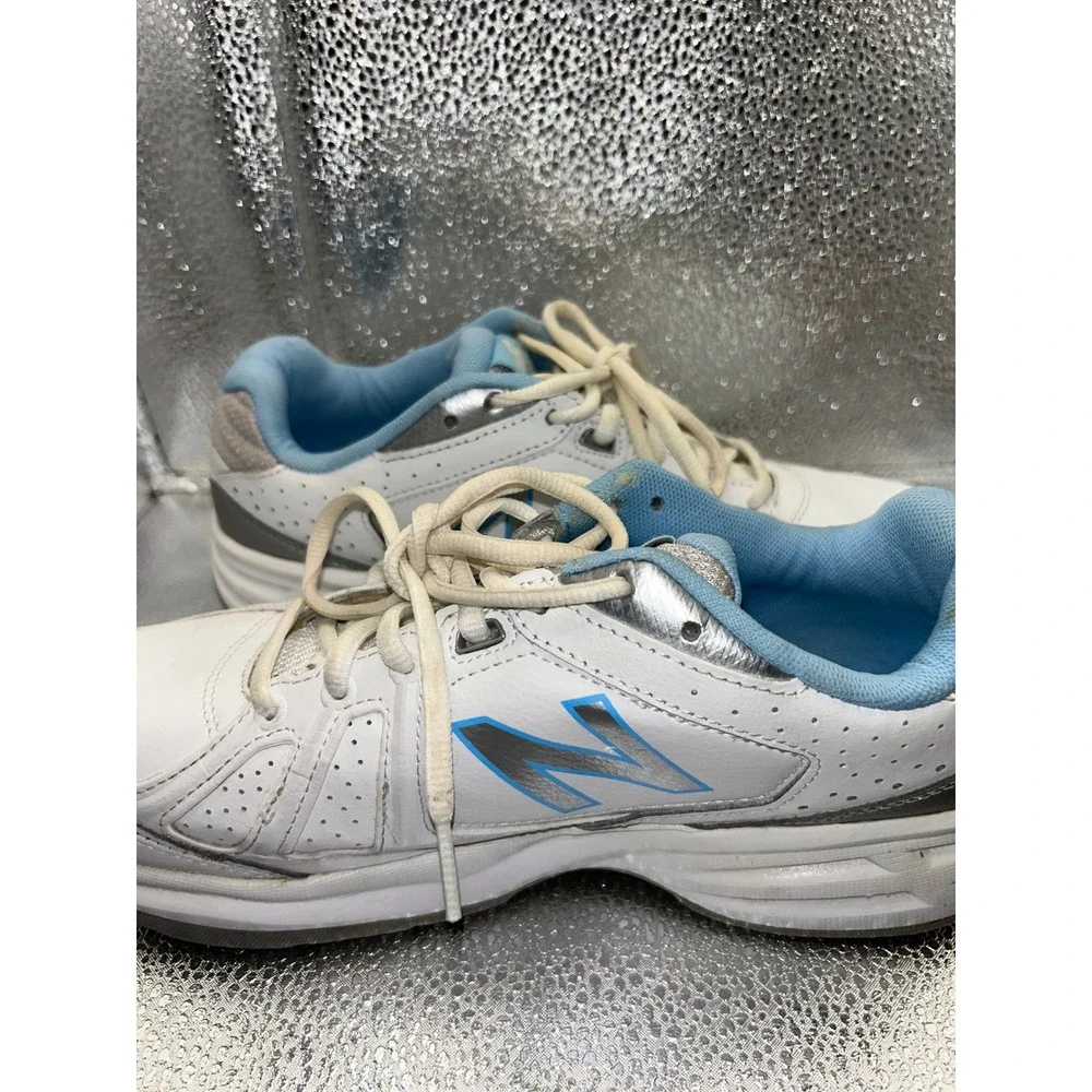 New‎ Balance 409 Womens White Blue Leather Training Shoes WX409WB3 Size 10 B